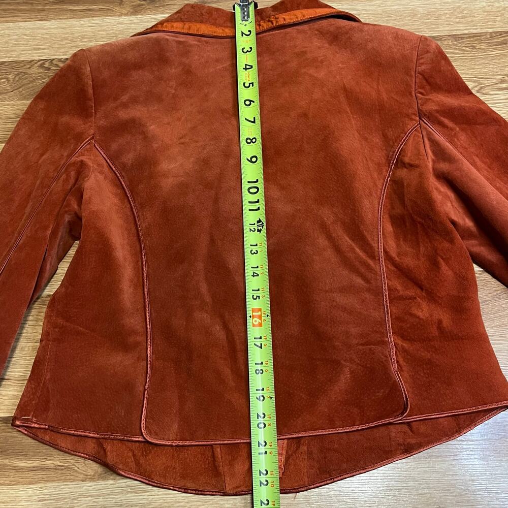 Di Vita Suede Moto Blazer Jacket Size 8 Burnt Orange - Picture 12 of 16